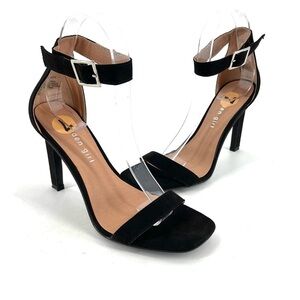 Madden Girl ARA Square Toe Suede Ankle Strap Heel